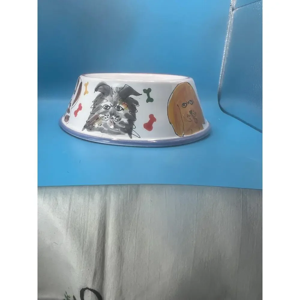 Mesa International Hand Crafted Pottery Pet Food Bowl~Water Bowl~Dog Bone~Signed